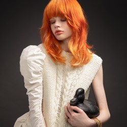 studiogiovetti fashion red hair white dress black duck wella studiogiovetti fashion red hair white dress black duck wella